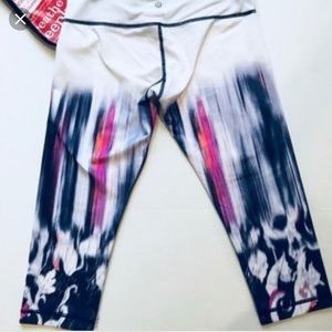 lululemon athletica White, Navy & Pink Ombre Capri Leggings with Floral Hem